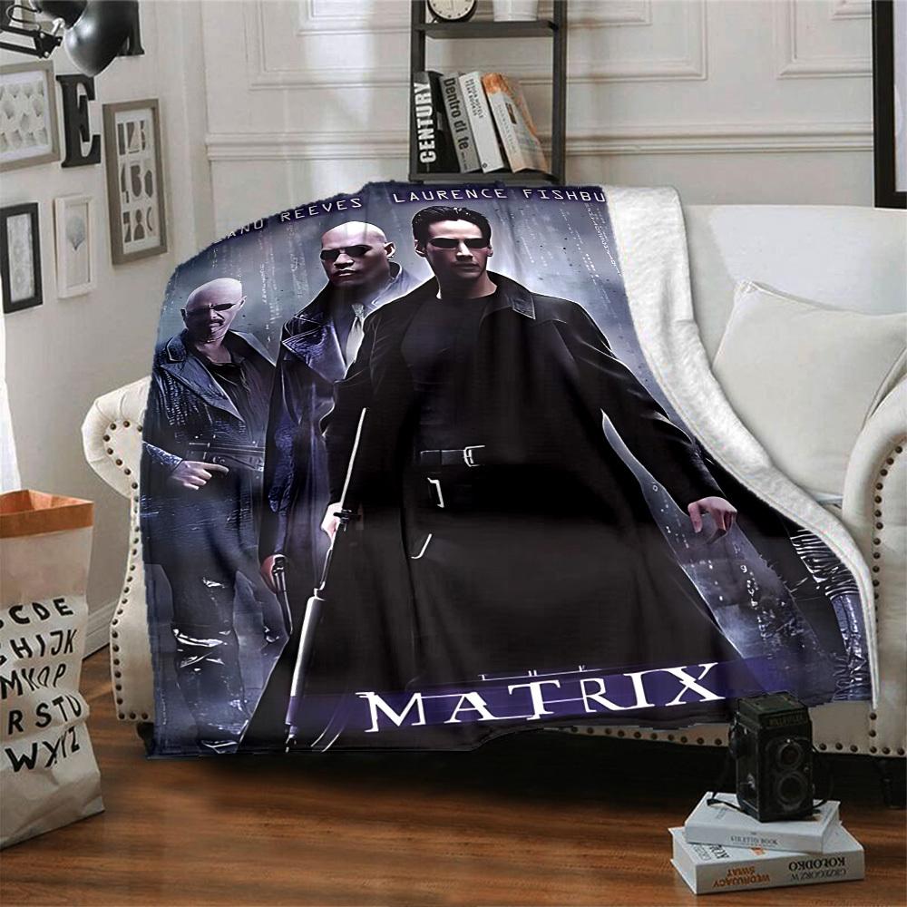 1pc Keanu Reeves Laurence Fishburne Flannel Blanket Soft Warm Throw for Home, Office, Travel, All-Season Cozy Bedding GiftL1121