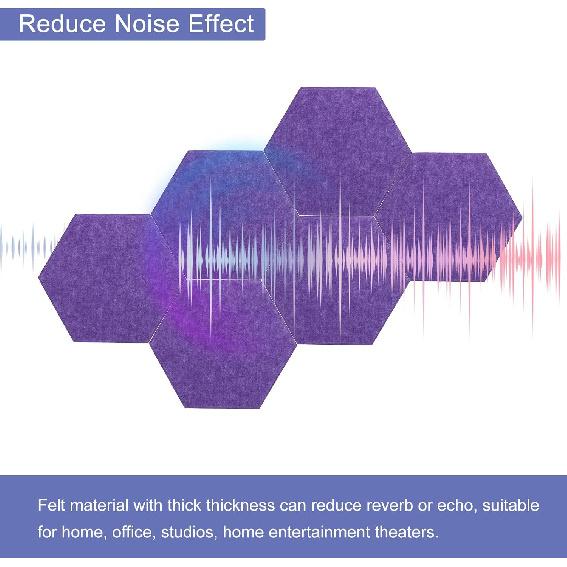 PATIKIL Felt Bulletin Board, 12"x10", 6 Packs Self Adhesive Hexagon Felt Tiles for Sound Proofing Wall Panels for Home Office Recording Studio,Game