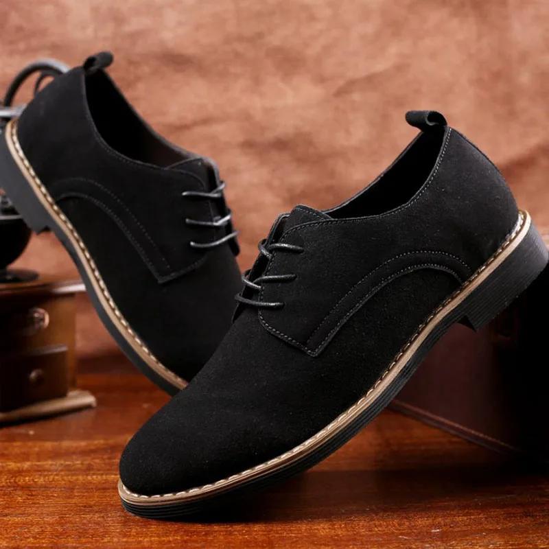 Men Dress Shoes Fashion Oxford Leather Shoes Comfortable Shoes For Mens Sneakers Large Size Suede Flat Footwear Chaussure Homme
