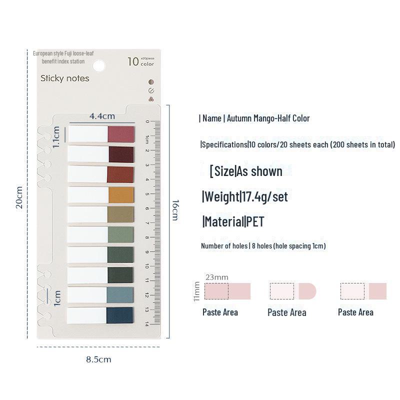 Morandi Color Index Sticky Notes: Writable Plastic Loose-Leaf Indicator Stickers