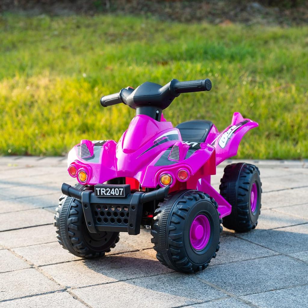 6V Kids Ride-On ATV, Electric Quad with Music, Battery-Powered 4 Wheeler for Toddlers & Children, Magenta