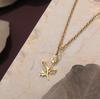 Kinitial Stainless Steel Birth Month Flower Necklace 12 Month Birthday Floral Pendants Necklace Bracelet Women Jewelry Gifts