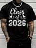 Unisex Black Crew Neck Tee Class Of 2026 Letter Print Loose Oversized Short Sleeve Unisexs Streetwear Summer Casual Basic Top