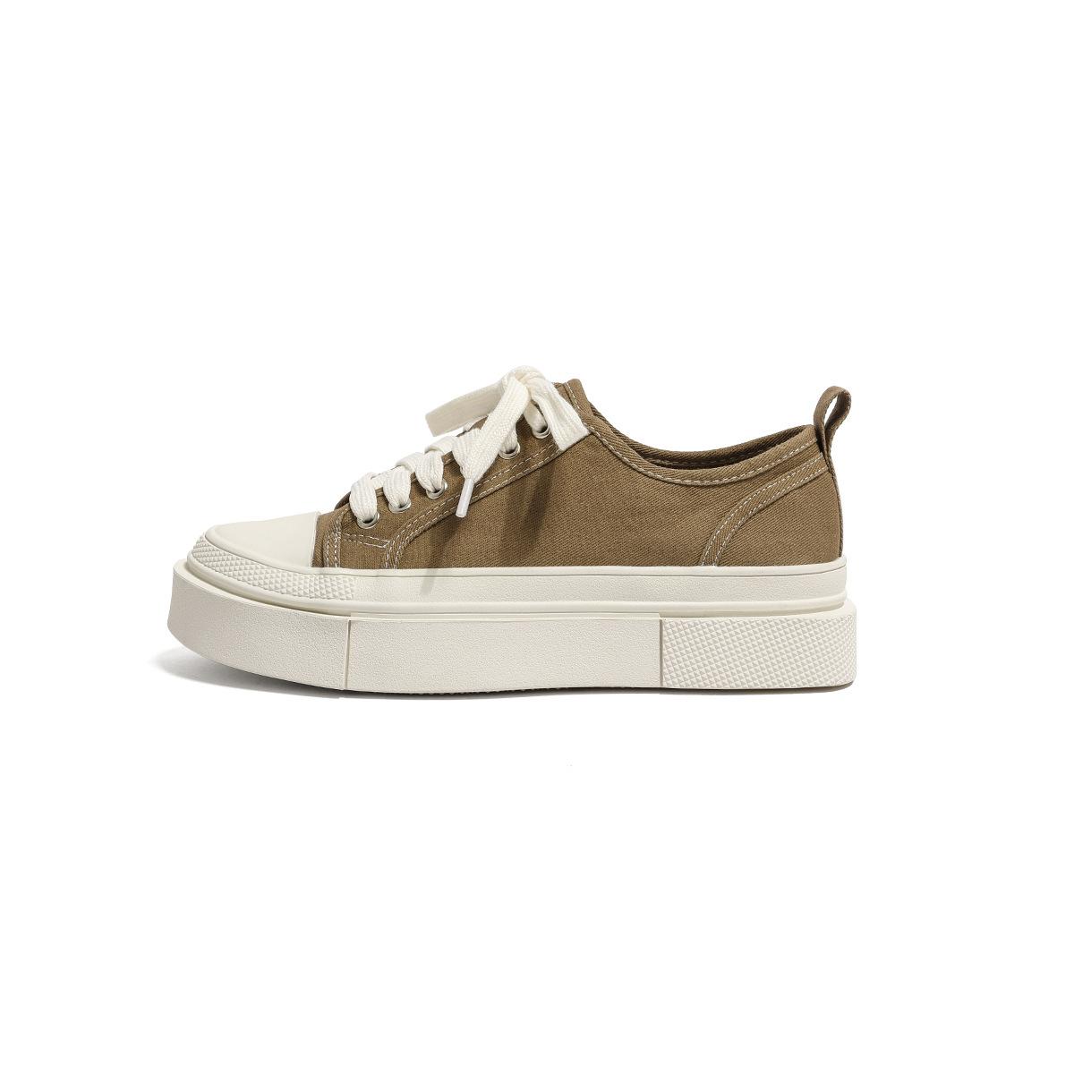 

Green canvas shoes niche platform biscuit shoes women s casual shoes 2025 new versatile college style white shoes 40 зелений