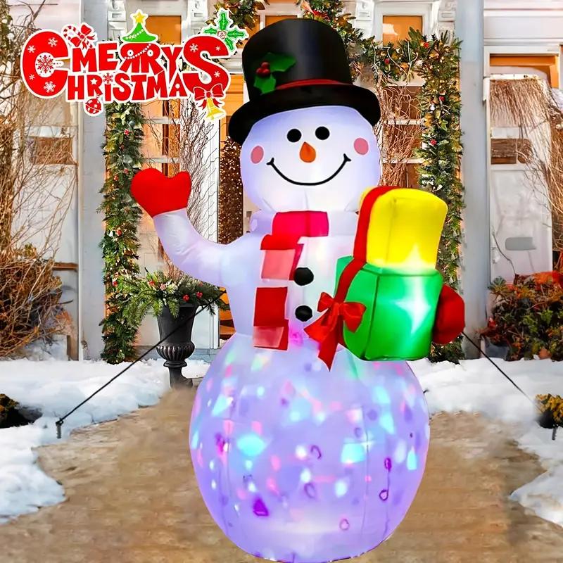 1.5M Christmas Inflatable Santa Claus And Snowman Built-in LED Lights Indoor And Outdoor Inflatable Party Garden Decoration, USB