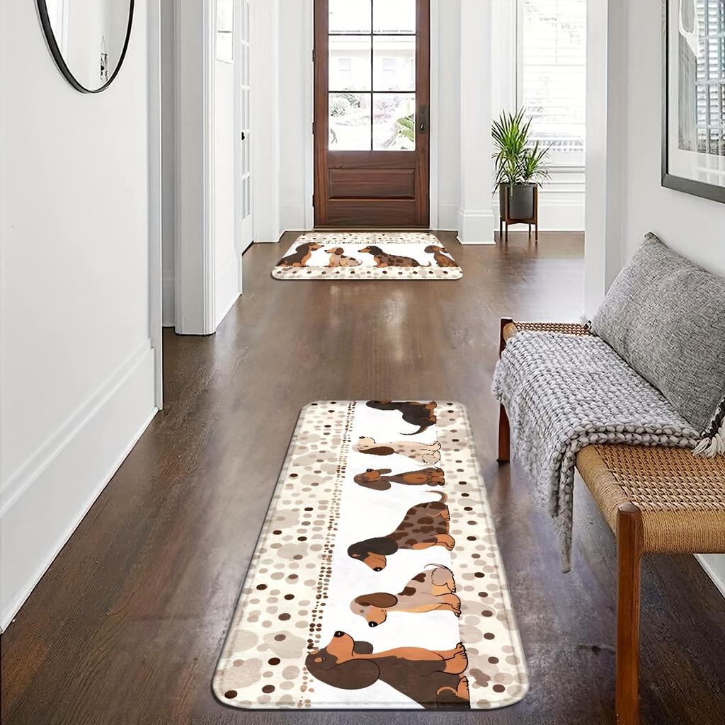 1Pcs Anti Fatigue Kitchen Rugs, Cute Dog Print Waterproof Non-Slip Thick Cushioned Kitchen Mat Heavy Duty Comfort Standing Mat for Kitchen