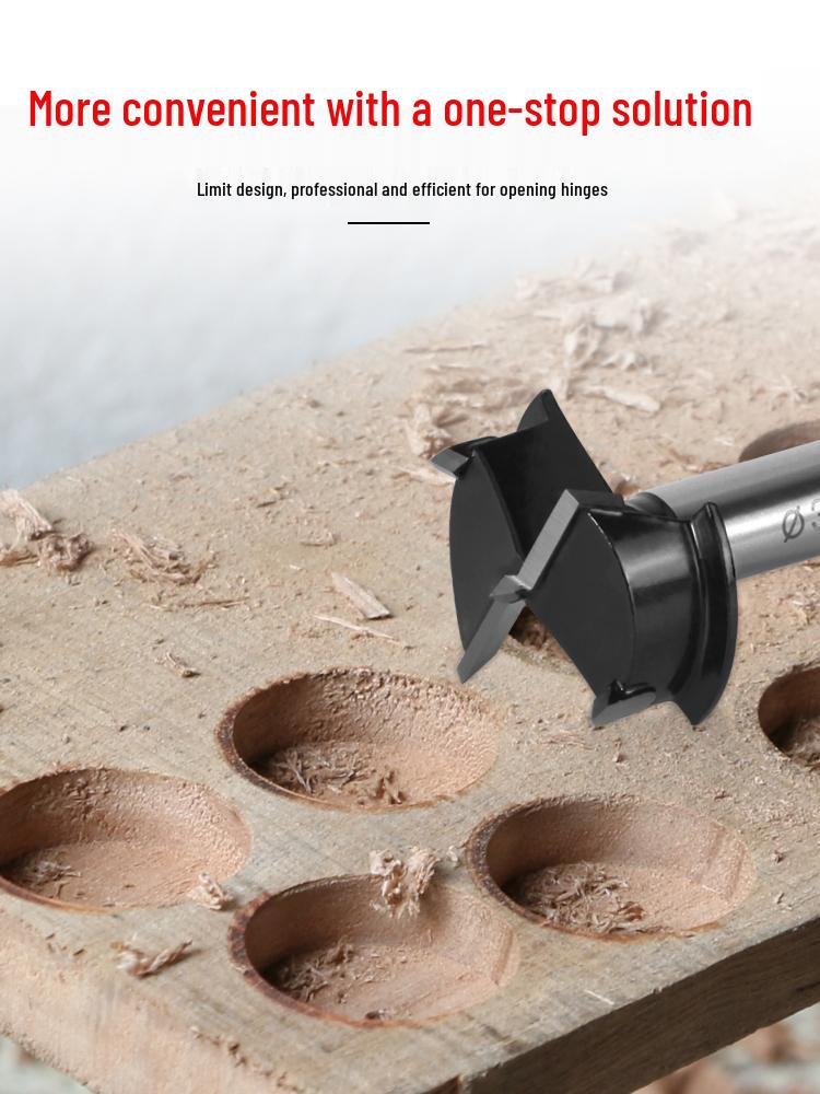 Wood Board Hinge Hole Opener with Limit for 40mm Cabinet Door, 35mm Positioning Drill Bit, and Plywood Planer