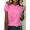Ladies Love Print 3D T-shirt Round Neck Short Sleeved Soft Daily Top Comfortable Casual Shirt Fashiona Printed Design