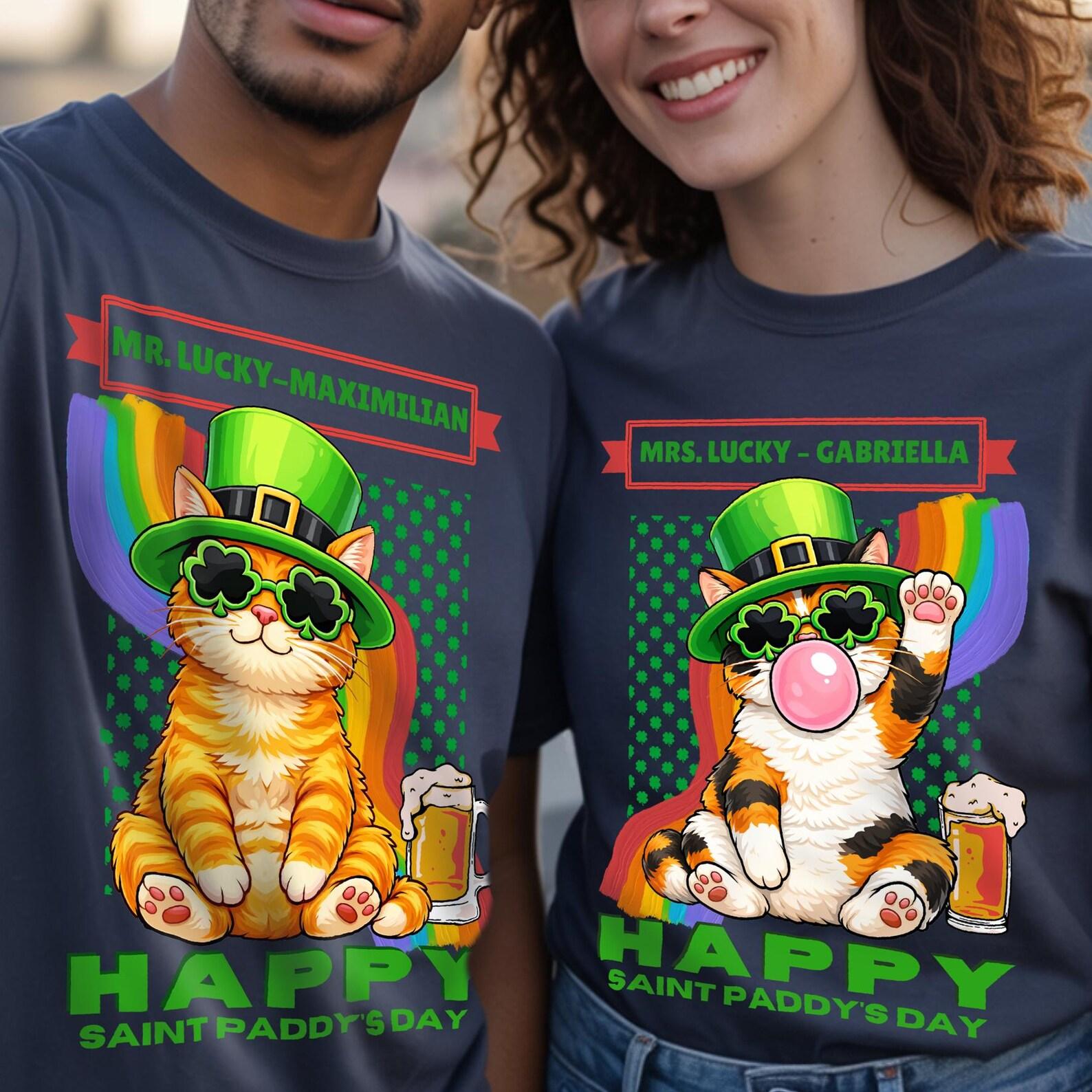 Personalized St Patrick s Day CaT shirt, Lucky Irish Party Tee S
