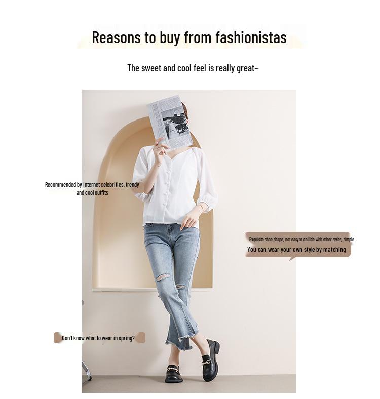 Vintage Pearl Loafers: Women's British-Style College Leather Slip-ons with Thick Soles