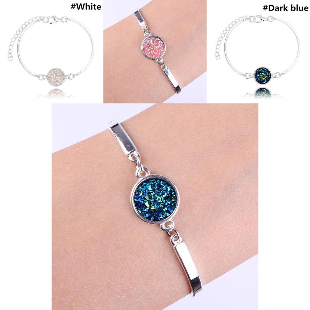 Elegant Druzy Vintage Natural Geode Stone Jewelry Rhinestone Pave Druse Bracelets