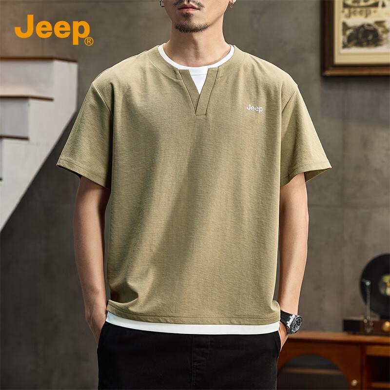 

JEEP Men s Faux Two-Piece Colorblock Casual T-Shirt L
