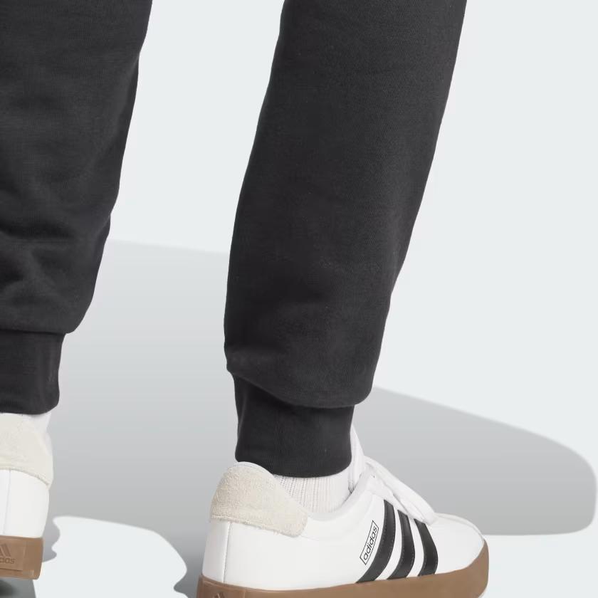Adidas Essentials SS25 Sportswear Big Logo French Terry Comfortable Knitted Sweatpants Men Bottoms Black White IN6163