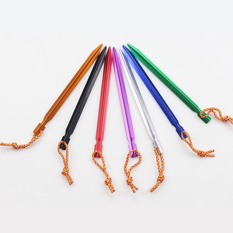 18cm Aluminum Tent Pegs with Reflective Rope Durable Lightweight Tent Stakes for Camping Hiking Accessories