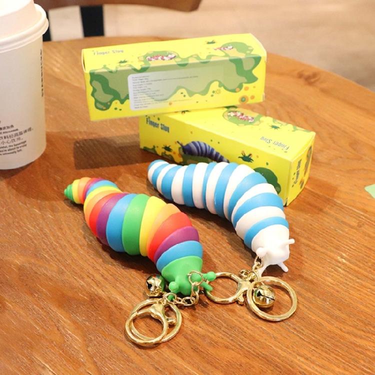 Slug Fidget Toy Keychain Slug Puzzle Peristalsis Funny Caterpillars for Adult