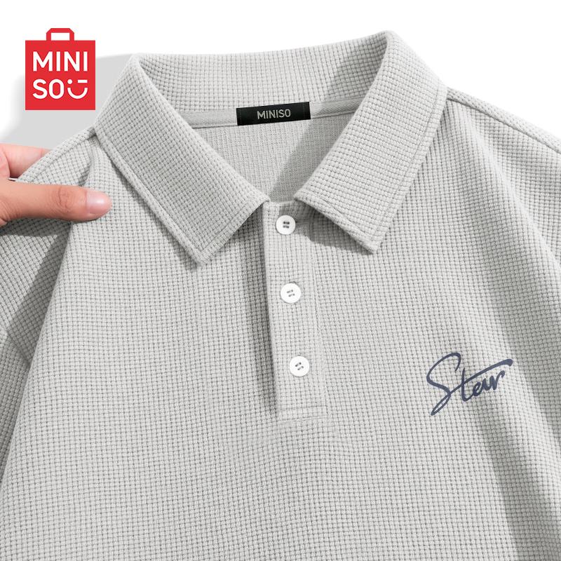 MINISO Men s Heavyweight Waffle Knit Polo Shirt L
