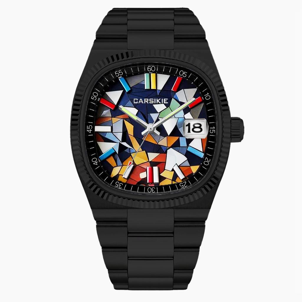 Carsikie2025 Szafirowa Kwadratowa Tarcza Męski Sportowy Kreskówkowy Zegarek Kwarcowy