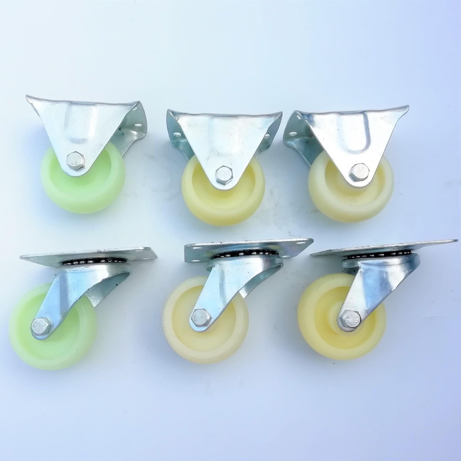 White Fat Boy Nylon Swivel Caster Wheel - Light Duty Directional Steering Wheel 3-inch Fat Boy Wheel (C) Green Fixed