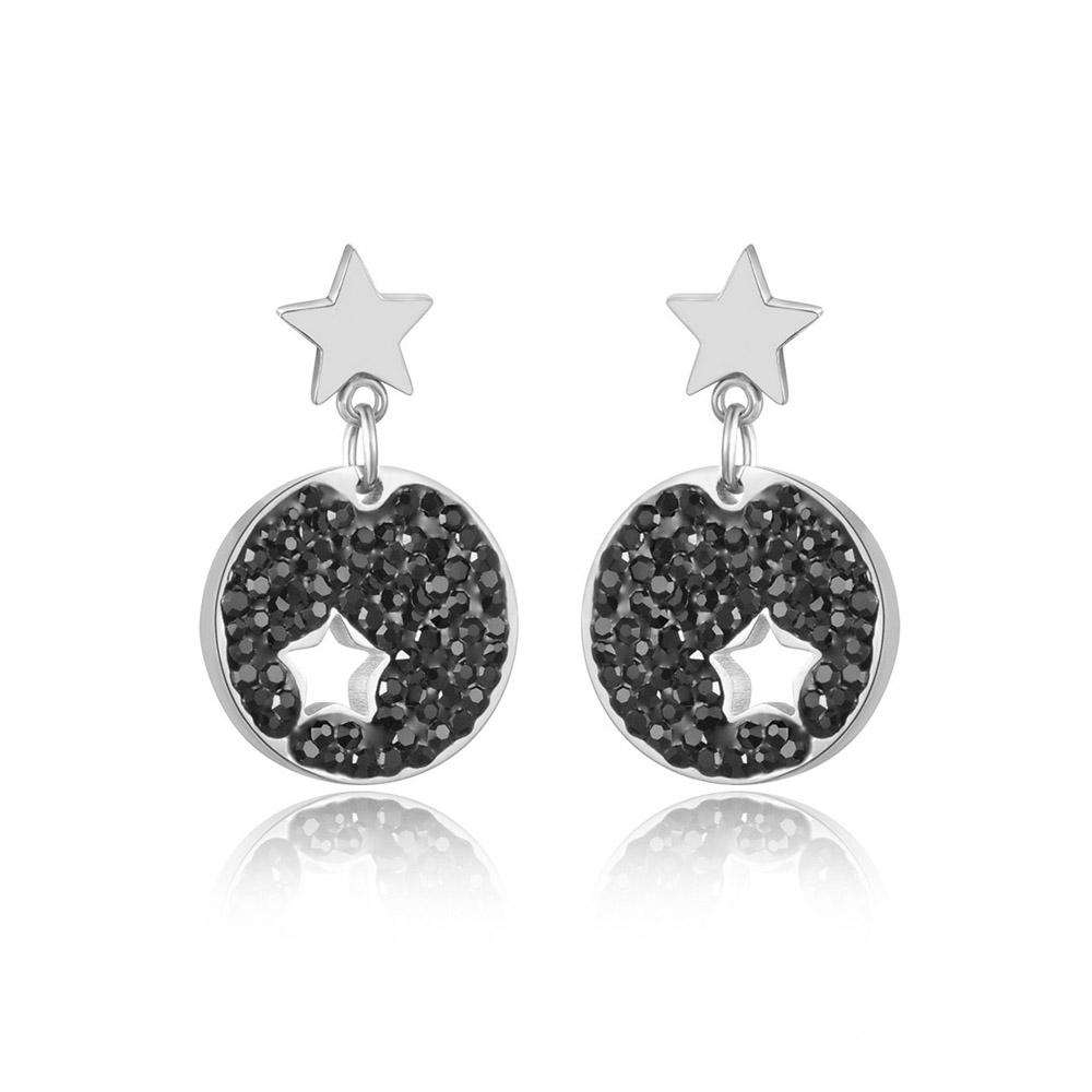 Lokaer Crystal Stud Earrings For Women Gold Plated Stainless Steel Hollow Star Earrings Jewelry Gifts E18019