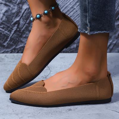 Scarpe basse a punta da donna, in maglia tinta unita, slip on, casual, traspiranti, ballerine, scarpe basse da donna, mocassini da donna