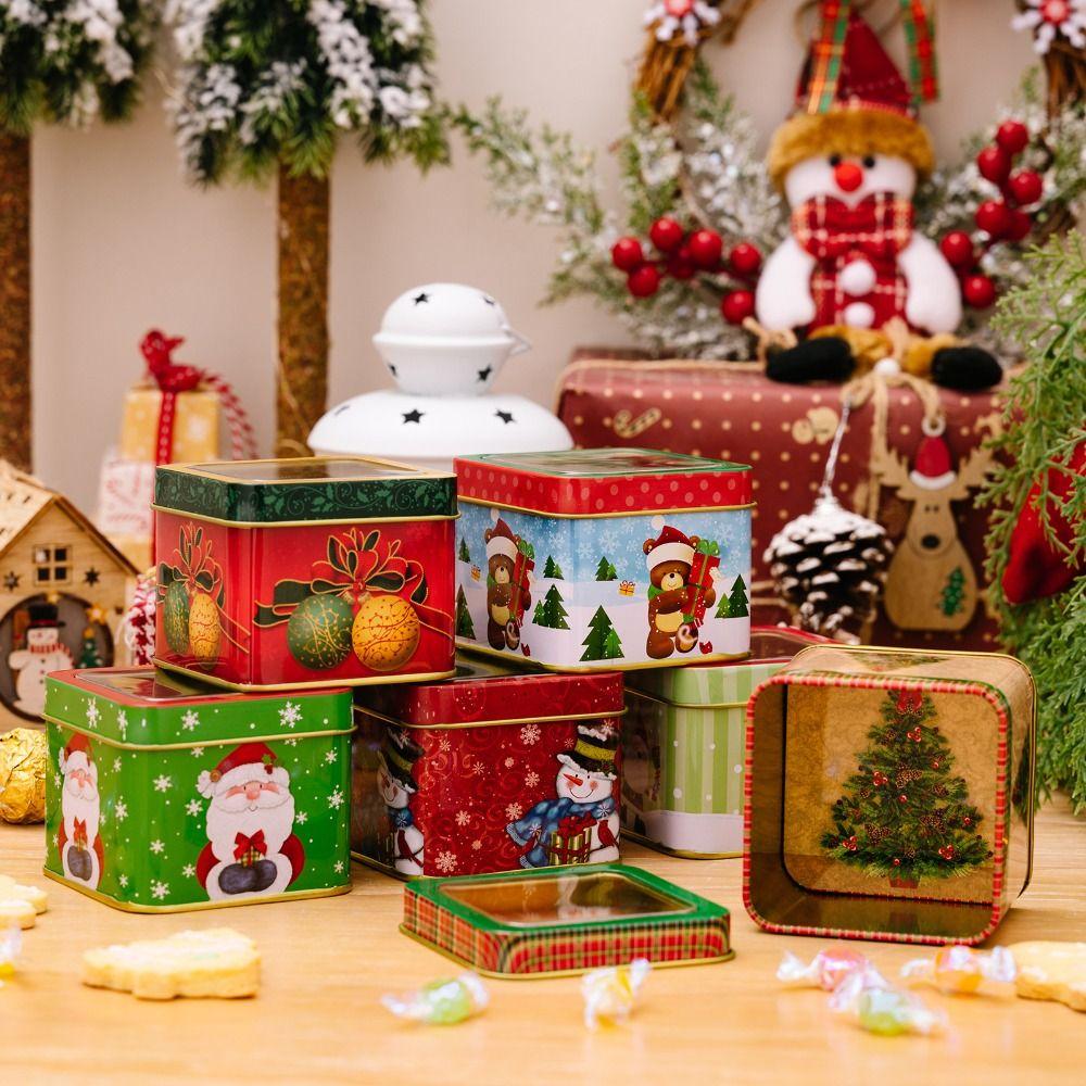 Cartoon Christmas Storage Box Stackable Jar Christmas Snowman Box Cookie Chocolate Tin  Celebration