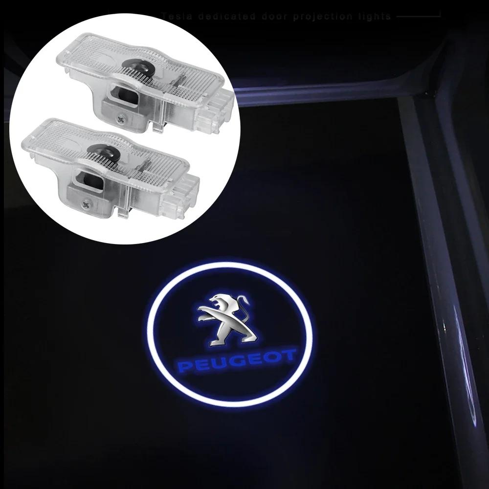 Car Sticker 2025 Hot For PEUGEOT 407 CRZ 508 2PCS HD Car Ghost Shadow Lamp Wireless Welcome Light Auto Door Logo Projector LED D