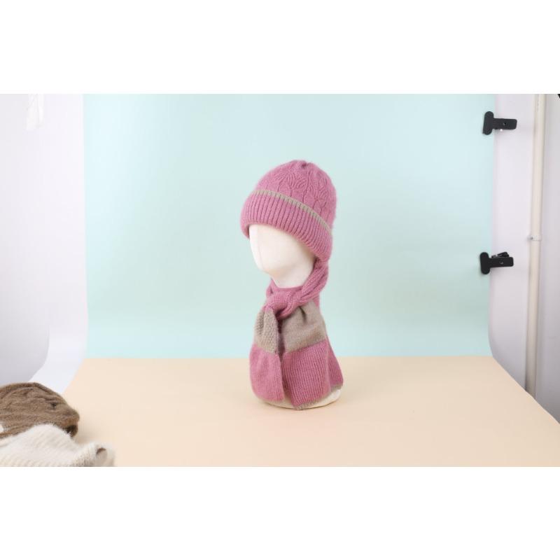 Fleece hat, scarf, integrated knitted hat, mother ear protectors, headgear, cycling thermal neck protector, women