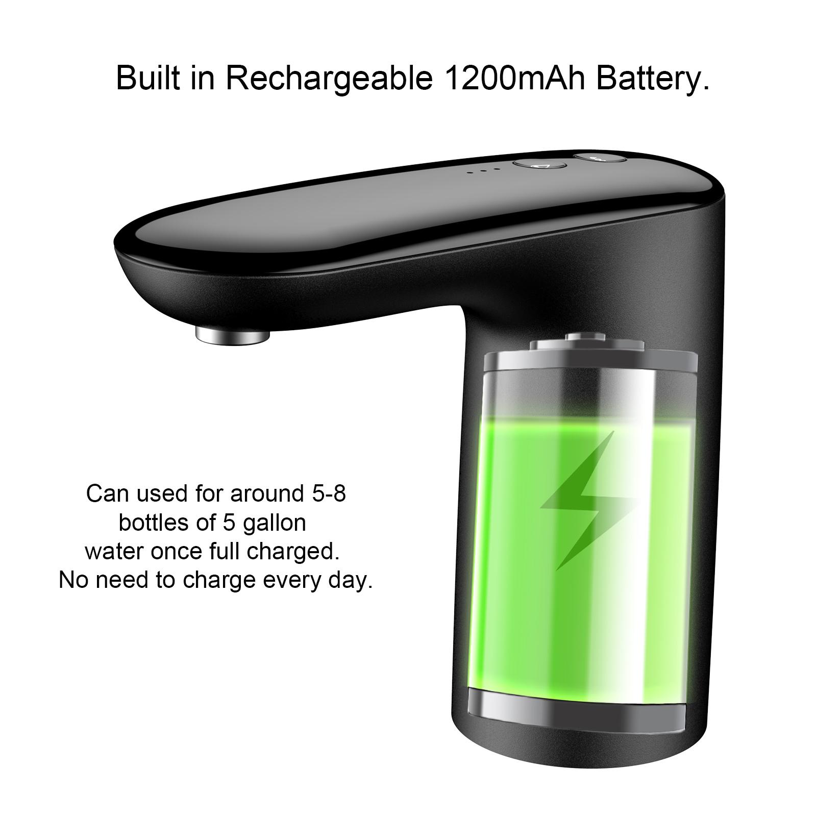 

Wakects Automatic Electric Portable USB Rechargeable with 1200mAh Battery for Top-Load Dispenser 600ml Quiet and Compact