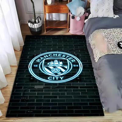 "Tapis Logo Manchester City avec Motif Fond Brique pour Chambre à Coucher" Convient pour une utilisation comme antidérapant pour salon chambre à coucher canapés"