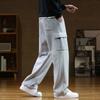 Spodnie dresowe Męskie Wielokieszeniowe Sznurek Bawełniane Codzienne Szerokie Spodnie Męskie Luźne Proste Spodnie Duży Rozmiar 8XL