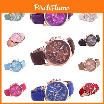 Damen Geneva Quarz-Uhr Mit Lederarmband Modische Damenuhr Mit Dekorativen Merkmalen