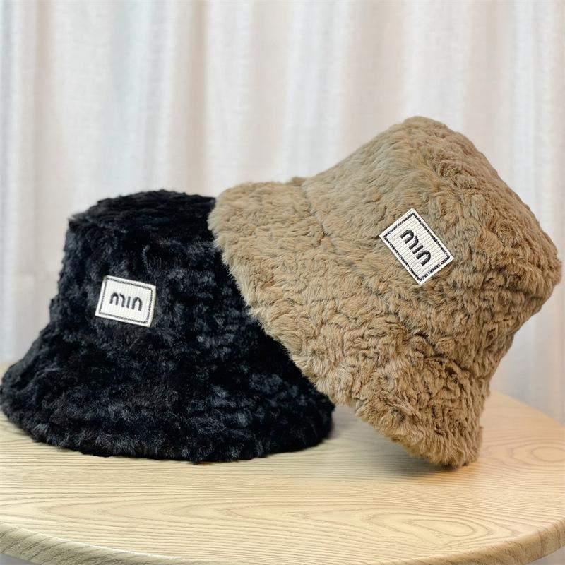 Hat Women's Velvet Thickened Warm Fisherman Hat Women's Korean Style Face Showing Cute Versatile Cold Hat Warm Hat Large Brim