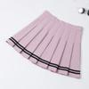 Striped High Waisted Pleated Skirt Stripe College Style High Waist Elastic Pleated Skirt