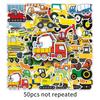 50 Sheets Cartoon Construction Vehicle Stickers for Kids – Waterproof Decoration for Journals, Notebooks, and Phones.