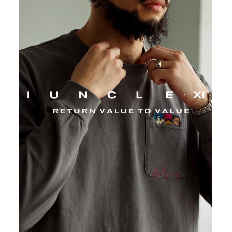 iUnclexi Classic Cotton Heavyweight Long-Sleeve Embroidered Tee