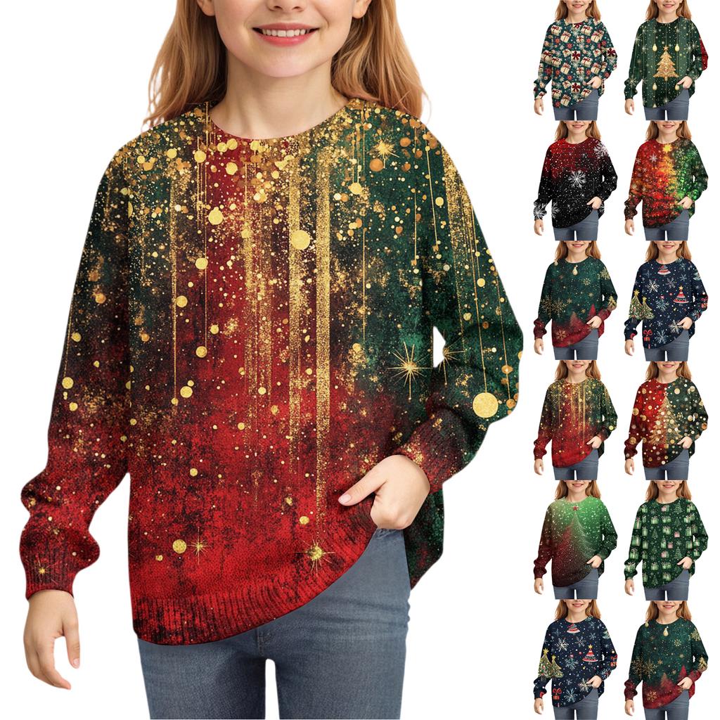 Christmas Day Sweatshirts For Children Boys And Girls Knit Sweater Cute Shirt Fall Crewneck Pullover Tops