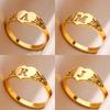 Fashion Hollow Initial Letter Heart Rings For Women Gold Color Stainless Steel A-Z Letter Ring Aesthetic Wedding Jewelry Gift