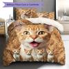 Cute Yellow Cat Pattern Bedding Quilt Set Quilt Cover Pillowcase Home Decoration Gift (1 * duvet cover + 2 * pillowcase, without core)