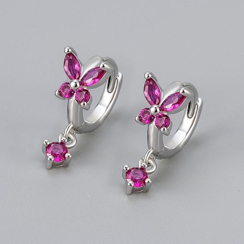 

Серьги-бабочки из европейского и американского циркона 2024 года — красочный, высококачественный дизайн для женщин Copper