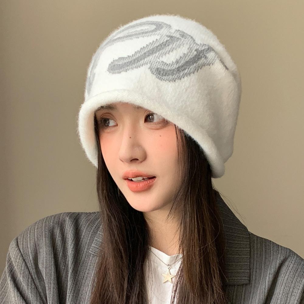 Autumn Winter Warm Lazy Cap Knitted Small Face Cold Hat Retro Slouchy Beanie Cap  Wrap Head Cap