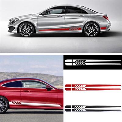 2PCS Car Side Stripes Side Stripe Skirts Graphics Vinyl Sticker Decals Racing Sport Automobiles Body DIY Wrap Car Accessories