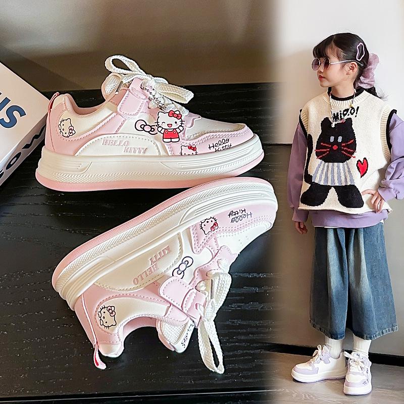 Stylische lässige Skate-Schuhe für Mädchen mit Katzenmotiv für Frühling 2026 - Perfekt für Grund- und Mittelschüler