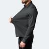 Herren Langarm Slim Fit Hemd mit Knöpfen Uni Schwarz