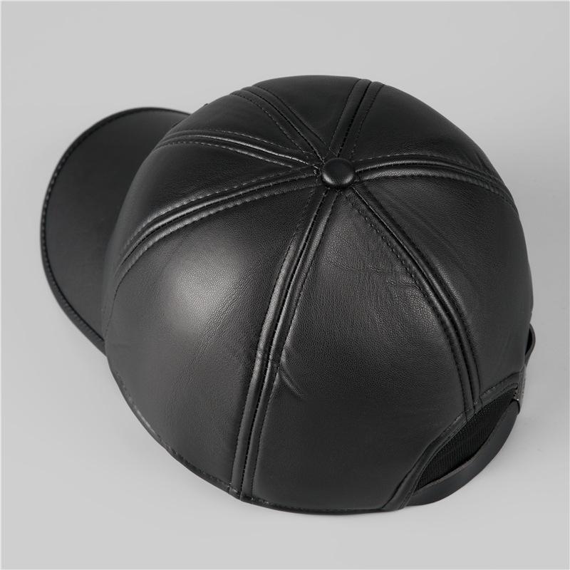 Hat Men's Autumn and Winter Warm Leather Hat Fleece Windproof Grandpa Ear Protector Cap