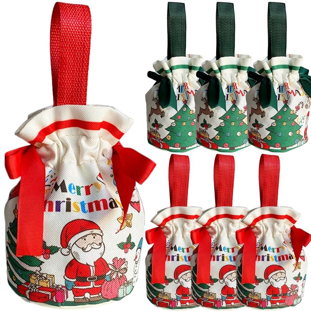 3 pcs Cloth Santa Claus Handbag Funny Fruit Packaging Box Christmas Candy Gift Bags Party Favors