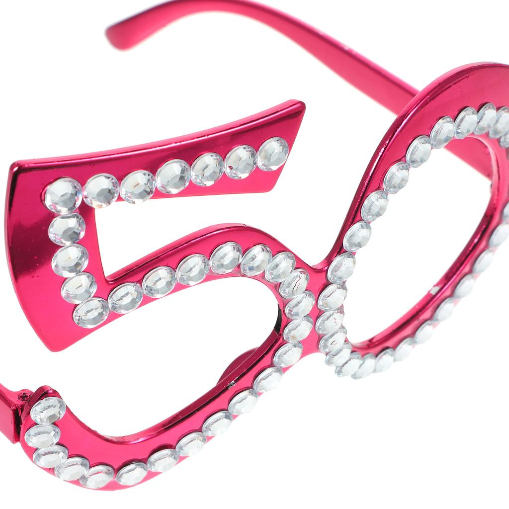 1 Pair of 50th Birthday Eyeglasses Rhinestone Number Glasses Celebration Party Favors for Adults