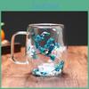 Glass Yousheng Walled Double 250ml Mug Clear Floral Wide Mouth Cup With Handle Insulated Coffee Tumbler For Coffee Tea Chocolates
