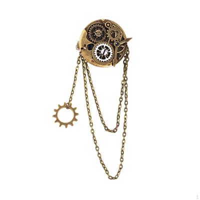 Steampunk Brooch with Tassels Chain Clock Gear Hair Clip Pin Versatile Costume Props Girls