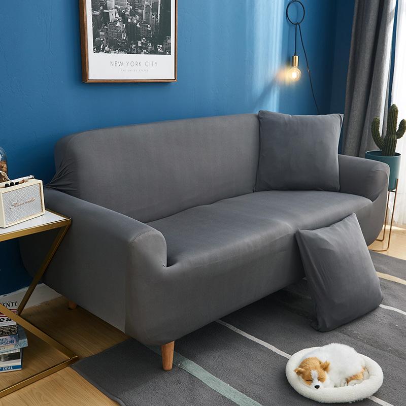 Solid Color Elastic Sofa Cover All-inclusive Old-fashioned Armrest Sofa Cover Fabric Dust Cover Light Luxury