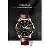 POEDAGAR Casual High Quality Men Watch Waterproof Luminous Leather Original Wristwatch Quartz Business Watches for Men Reloj